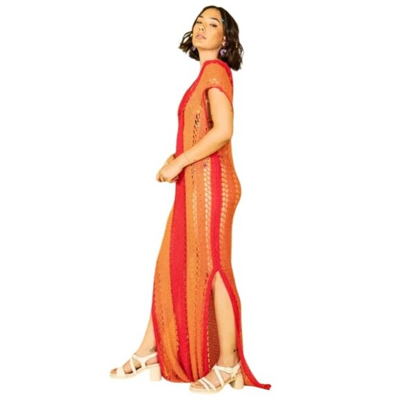 Zara Crochet Knit Maxi Dress Size M NWT Grecian Goddess Euro Vacation Resort - Picture 2 of 10
